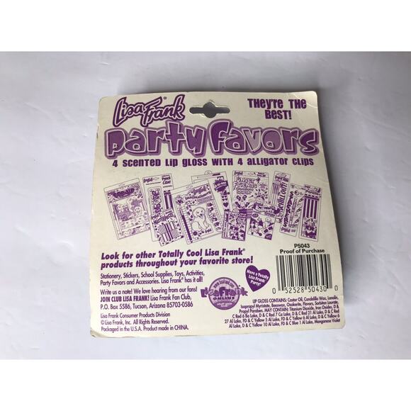Lisa Frank Party Favor 4 Scented Lip Gloss W/ 4 Alligator Clip NEW Old Stock - Picture 4 of 4